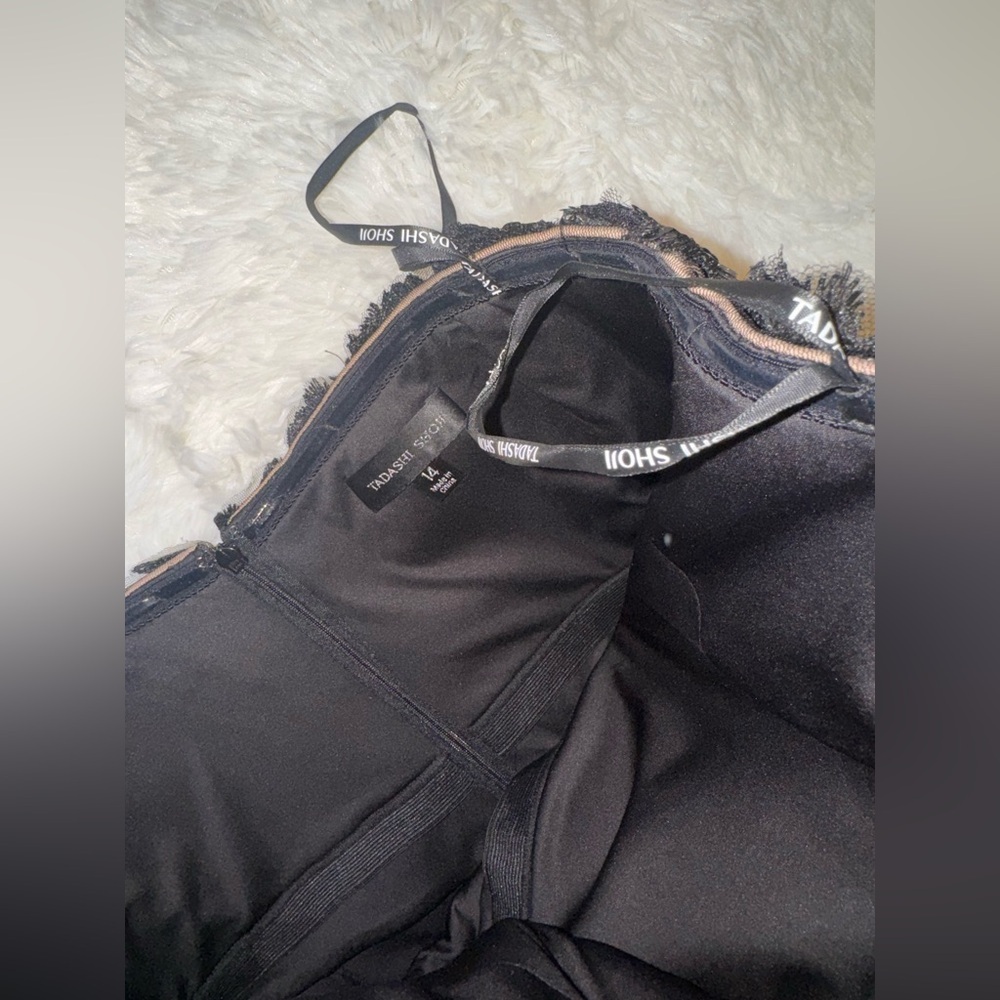 NWOT Tadashi Shoji Dresden Draped Sequin Embroidered Strapless Black Gown Sz 14 - Picture 4 of 8